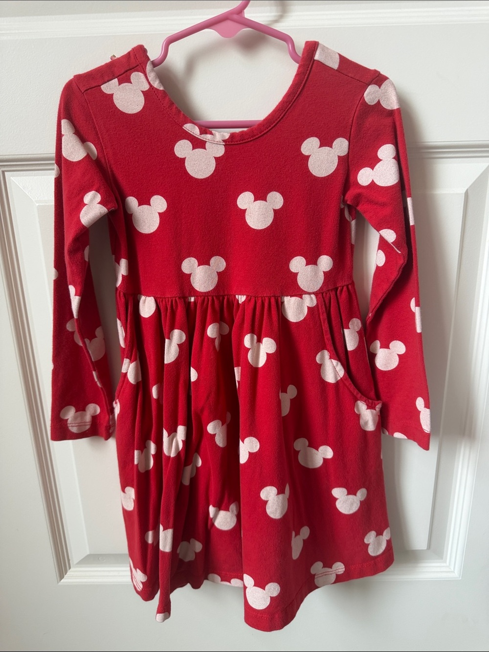 Hanna Andersson Red Dress with White Mickey Head Print